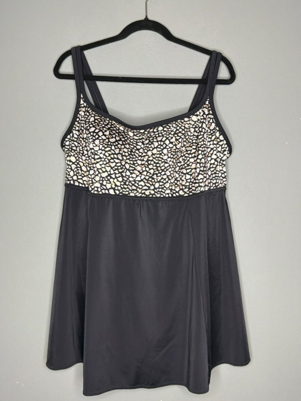 Longitude Women's 20W Plus Long Torso Empire Princess Seam Swim Dress